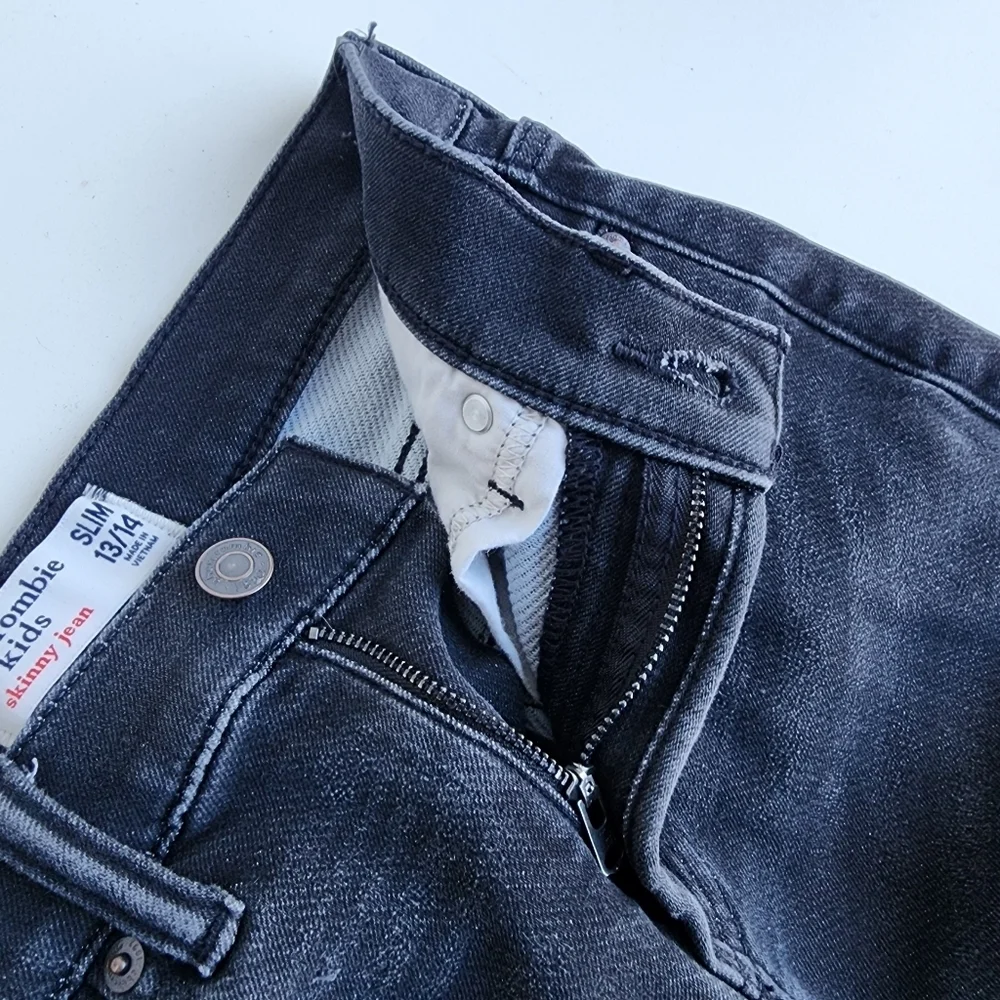 Abercrombie Kids Skinny Jeans Black Wash Slim Stretch Boys Size 13/14 Denim